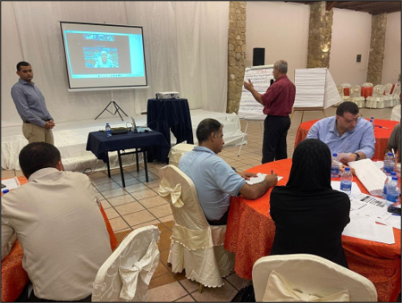 Facilitators and participants at a local governance resilience training workshop